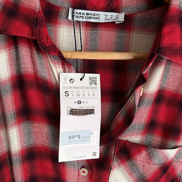 Zara red plaid small button down maxi dress - Picture 2 of 7